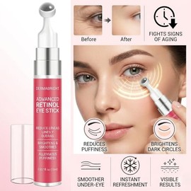 Contorno de Ojos en Barra con Retinol y Ceramidas, Crema para Ojeras, Bolsas y Líneas Finas con Aplicador de Bola de Masaje 360°, Eye Stick Hidratante