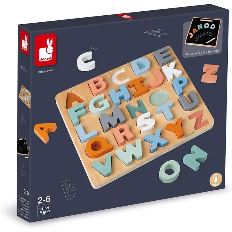 Janod Sweet Cocoon Wooden Alphabet Learning Puzzle with ABC Letters
