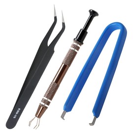 IC Chip Extractor Component Puller with 4-Claw Prongs Metal Grabber Pickup Tool and ESD Tweezers for PCB Circuit Board Repair Kit