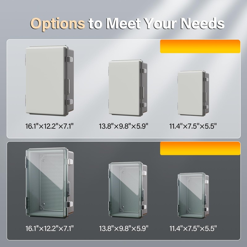 BSEED Waterproof Electrical Junction Box, Outdoor Enclosure with Hinged Cover,