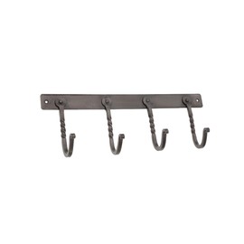 Infinity Decor Wall Mounted Twisted Coat Hooks Pewter – Vintage Style Iron Hanger with 4 Hooks Pegs Ideal for Hanging Clothes, Bags, Hat and Utensils