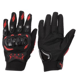 HOPESPANNER XL Motorcycle Gloves Breathable Full Finger Gloves Nylon Outdoor Gloves Black Red 1 Pair
