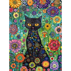 Cross & Glory - Petals and The Midnight Cat - 1000 Piece Jigsaw Puzzle for Adults | Satin-Finish | Vibrant Garden & Cat Theme | Challenging & Artistic Puzzle Game