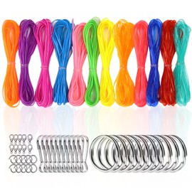 AnnZhao Scoobies Strings Kit,Multicolor Lanyard Making Kit for Crafts,Plastic String Lacing Cord,for Friendship Bracelets Jewelry Making DIY Craft Bracelet Making Kit 12 Colors