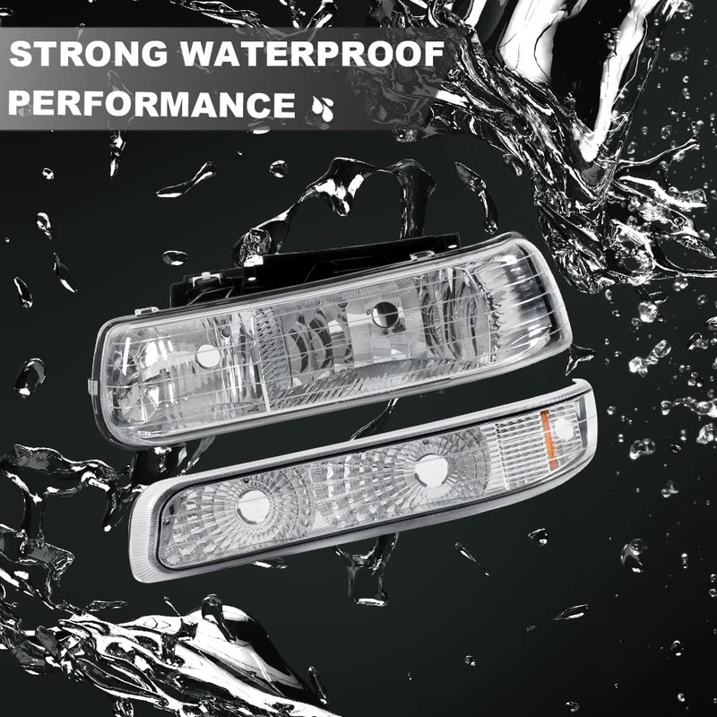 PIT66 Headlights Assembly, Compatible with 1999-2002 Chevy Silverado/ 2000-2006 Suburban