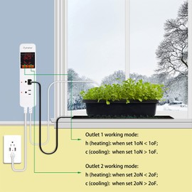 Pymeter Attic Fan Thermostat Controller Temperature Switch Plug Outlet for Seedlings, Germination, Rooting, Greenhouse, Fermentation, Reptile, Terrarium Heating Mats