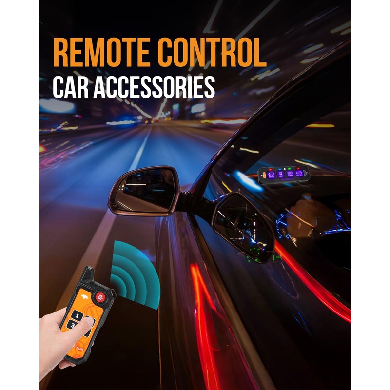 Auxbeam Wireless Remote Control for 4 Gang Switch Panel 4-Channel