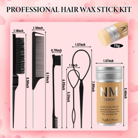 Hair Wax Stick Set for Flyaways Hair Accessories for Women Girl Teen Girls Trendy Stuff, Hair Styling Tools Slick Stick Baby Hair Gel, Christmas/Birthday Gifts Stocking Stuffers for Women Kids (Black)