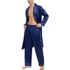 SWOMOG Mens Silk Satin Robe Lightweight Silk Spa Bathrobe with