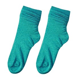CENAST 2023 - Calcetines para mujer, 2 pares de calcetines de algodón con purpurina, talla 7-9, Azul, Talla única