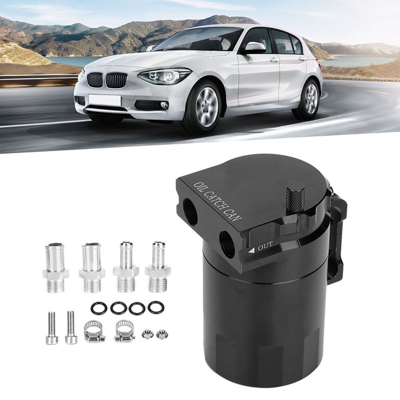 Universal Oil Catch Can Kit 300ML Reservoir Tank Engine Black