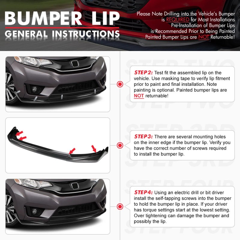 DNA Motoring For 2015-2017 Sonata 3Pc Front Bumper Lip STP-Style