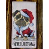 Holiday Kitchen Hand Towel PUG DOG Christmas Santa