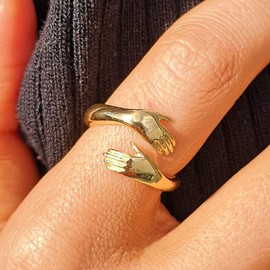 Lily Charmed - Gold Plated Adjustable Hug Ring