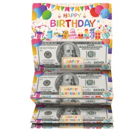 wenhihsiy Birthday Money Holder, Happy Birthday Gifts for Kids Man Woman, Surprise Birthday Party Money Card, Money Holder with 6 Slots for Cash, Birthday Party Supplies(1 Pack), 07