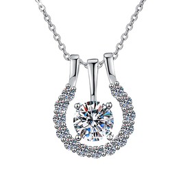 Angel's Closet Women's Necklace, Swinging Diamond, Jewelry, 1.0 ct., Dancing Moissanite 1 Carat, Moving Pendant, 925 Silver, 5 Layers Platinum Coating, Celebrations, Birthdays, Anniversaries, Present