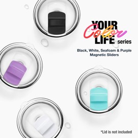 Magnetic Slider for YETI Lid,Compatible with YETI Rambler 8 oz,10 oz,14 oz,16 oz,20 oz,24 oz,30 oz Lids(Black, White, Seafoam, Purple) 4 Pack