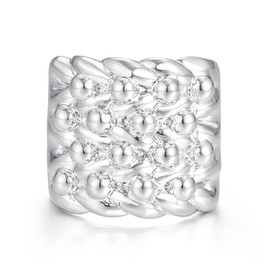 Silver Plated Keeper Ring for Men & Women – Adjustable Size T (UK) / 10 (US) – Bold Chunky Statement Ring – Traditional British Design – Durable Silver Plated Fashion Jewellery – Gift for Him or Her