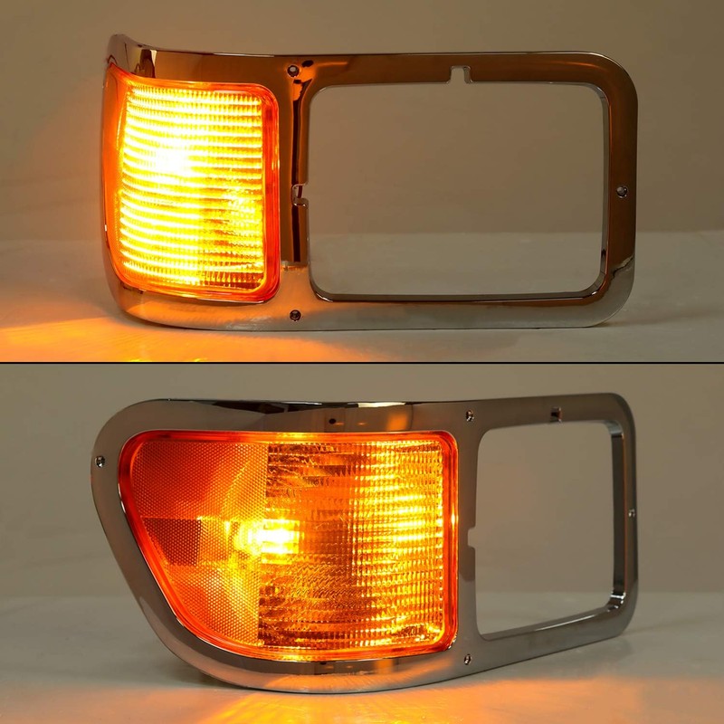 HECASA Right Headlight Bezel Trim+Corner Signal Lights Lens Compatible with