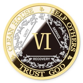 Silver & Gold 1-10 Years Alcoholics Anonymous Medallion AA Coin Capsule Included (Six Years)