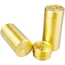 ANCLLO 2pcs Cruet Sets Stainless Steel Simple Style Seasoning Bottle Salt Pepper Flavoring Spice Seasoning Bottle Set Cooking Tools good Golden