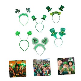 VICASKY 6pcs St Patrick's Day Headbands Shamrock Accessories Festival Headdress for Parties and Celebrations Comfortable Decorative Hairbands for Saint Patrick's Day Events
