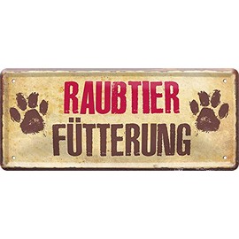 schilderkreis24 - Tin Signs Funny Saying "Predatory Feeding" Decorative Metal Sign Notice Warning Sign Gift Idea for All Dogs Cats Fans 28 x 12 cm