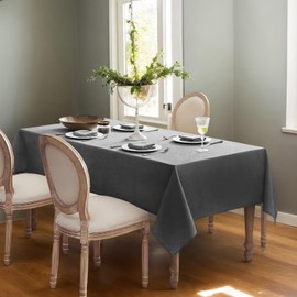 Kinberry Waterproof Wipe Clean Rectangular Tablecloth - Deep Grey 140x200cm, Durable Polyester Table Cover for Parties, Home, Indoor and Outdoor Use, 1 Pack