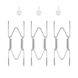 Bilillo 3 Pack Plate Hangers for The Wall, Suitable for 4-6 inch Art Plate, Stainless Steel Invisible Heavy Duty Wire Plate Holder with Wall Hooks, Plate Hangers for Displaying Plates, Silver