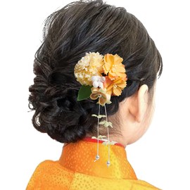 Otakumarket Hair Ornament, Yukata, Shichi-Go-San, Coming-of-Age Ceremony, Hair Decoration, Girls, Flowers, Hakama, Kimono, Long Sleeves, Japanese Clothing, Graduation, Wedding, Hair Clip, Children