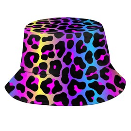 Gorro de pescador para playa, para mujeres, hombres, verano, senderismo, al aire última intervensión, Estampado animal de leopardo neón, Talla única