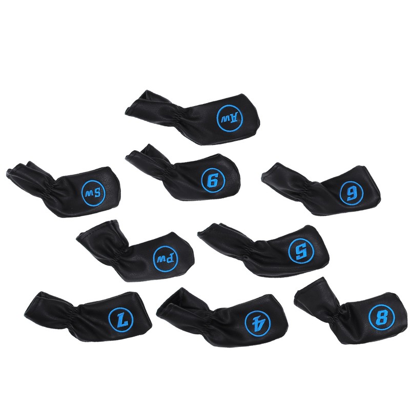 9PCS PU Leather Waterproof Thicken Plush Golf Putter Head Cover