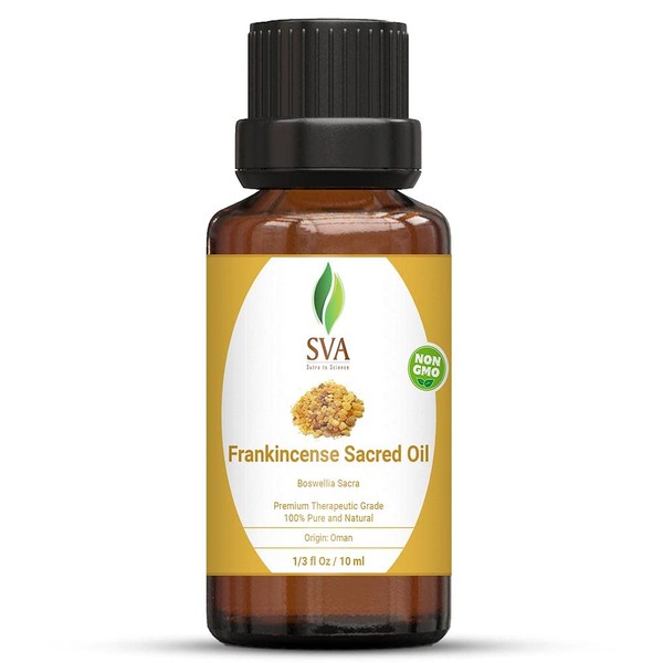 SVA Frankincense Sacra (Sacred) Oil 100% Pure & Natural, Authentic & Premium Therapeutic Grade Oil for Skin Care, Hair Care, Scalp Massage & Aromatherapy (10 ml)