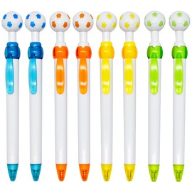 Maydahui 12 Pcs Cute Soccer Ballpoint Pens Retractable Colorful Football Pens Soccer Party Favor Pens Black Ink for School Office Supplies Soccer Themed Birthday Gift Goodie Bags