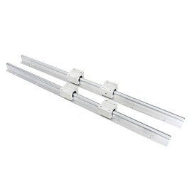 Linear Rail 2PCS Shaft SBR25-600mm Linear Rail Fully Supported Rod Slide Guide with 4 SBR25UU Linear Bearing Block CNC Parts for DIY CNC Routers Lathes Mills