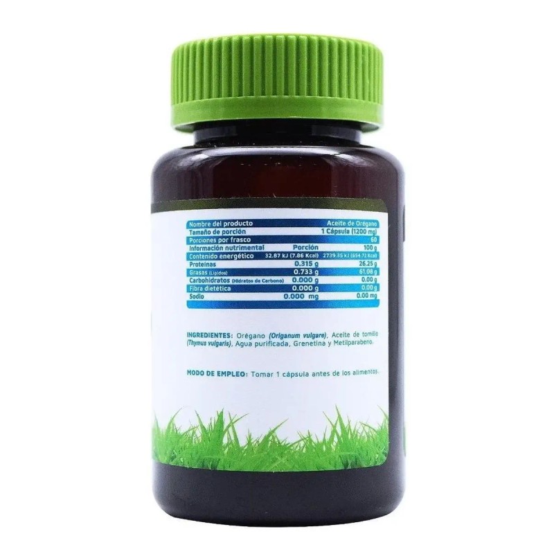 Suplemento Cápsulas Vidanat Aceite Oregano Minerales Vitaminas Frasco 60g