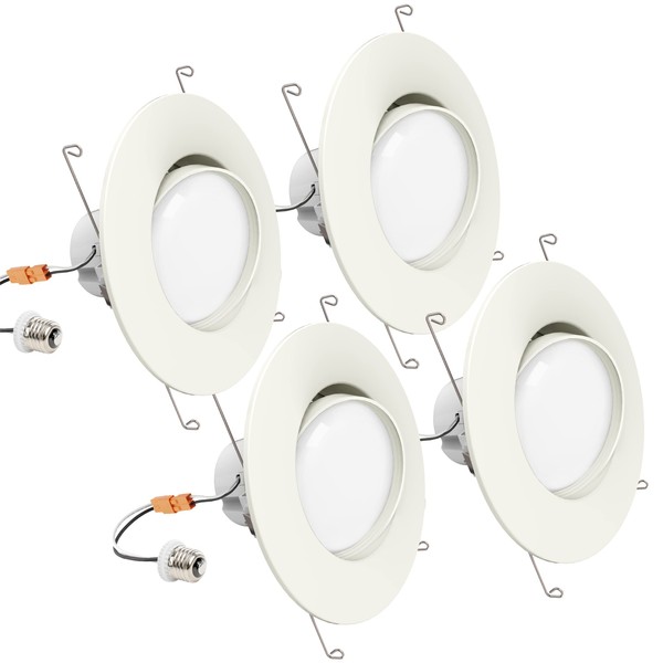 Sunco 4 Pack LED Can Lights Eyeball Retrofit Gimbal 5/6 Inch Directional Recessed Lights, 12W=60W, 3000K Warm White, 800 LM, Dimmable Adjustable Angled Ceiling Downlight, UL Energy Star