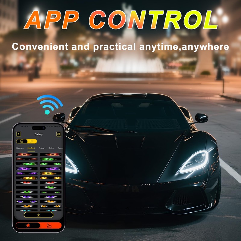 Ligrel 2PCS 14.7"x3.6" LED Eyes for Car Windshield - Devil