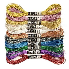 11 Skeins Embroidery Floss Cross Stitch Thread Metallic Embroidery for DIY Embroidery Thread Crafts （8 m 12 Strands）