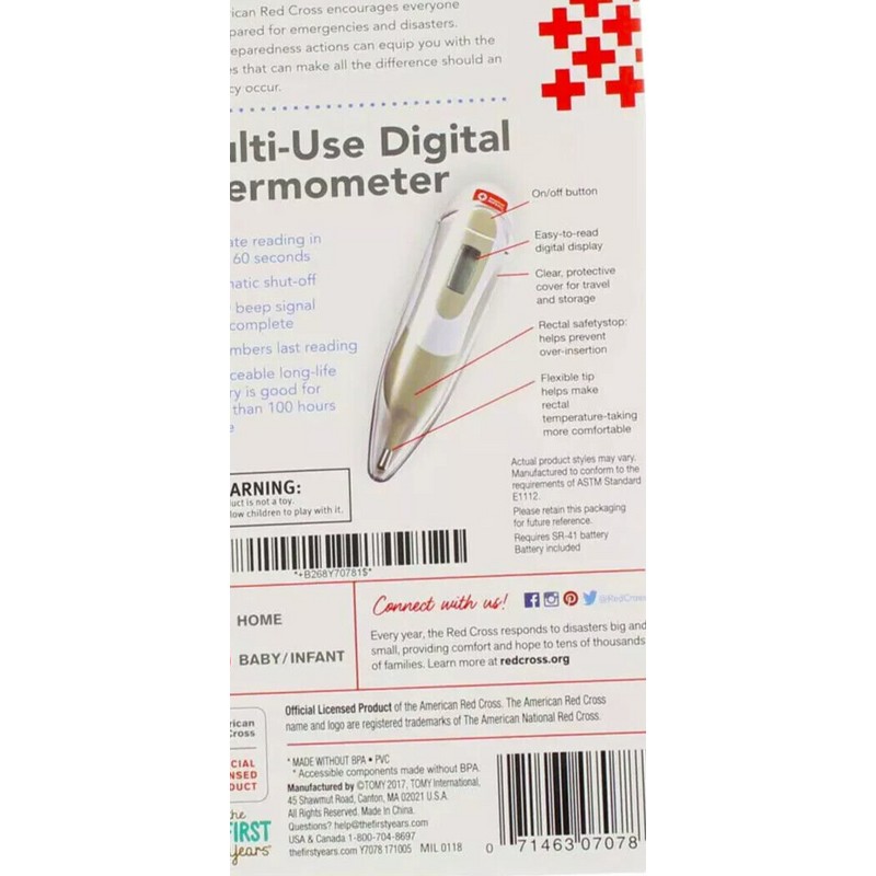 American Red Cross Digital Thermometer Oral Rectal American Red Cross