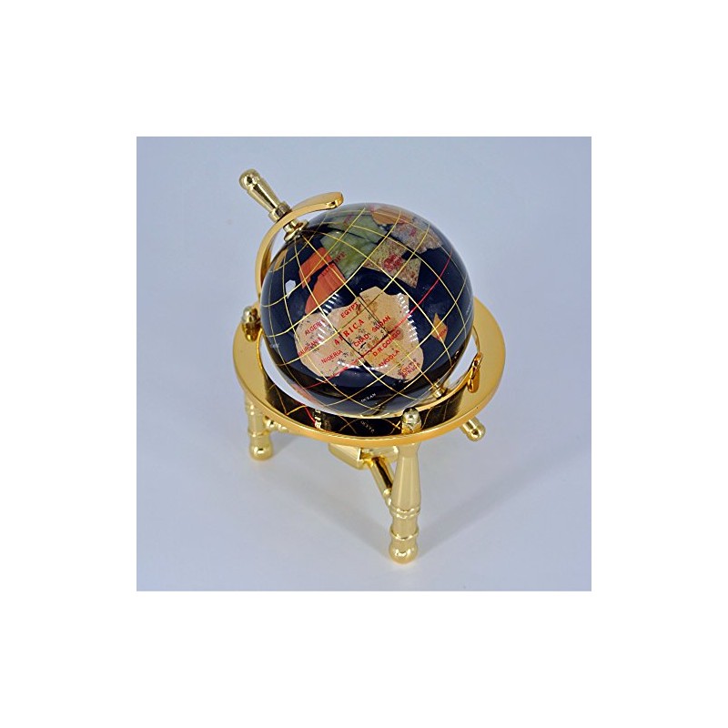 Unique Art 80-GT-BLACK-GOLD 6-Inch by Black Onyx Ocean Mini Table