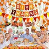 GIVE THANKS Paper Banner Triangular Bunting Maple leaf Garland Plastic