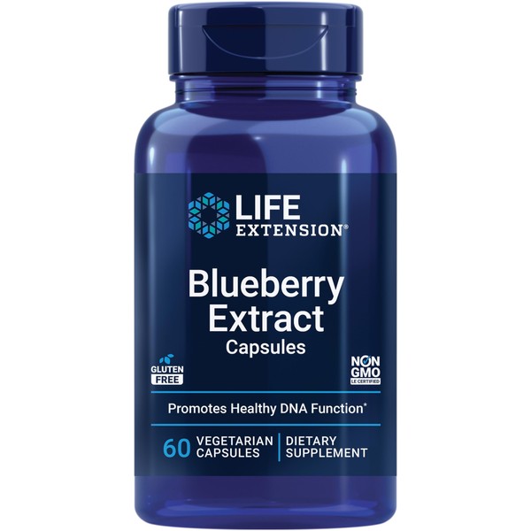 Life Extension Blueberry Extract Capsules - Whole Fruit Wild Blueberry Extract Supplement Pills- For Brain Health Support - Non-GMO, Gluten-Free ,Vegetarian - 60 Capsules