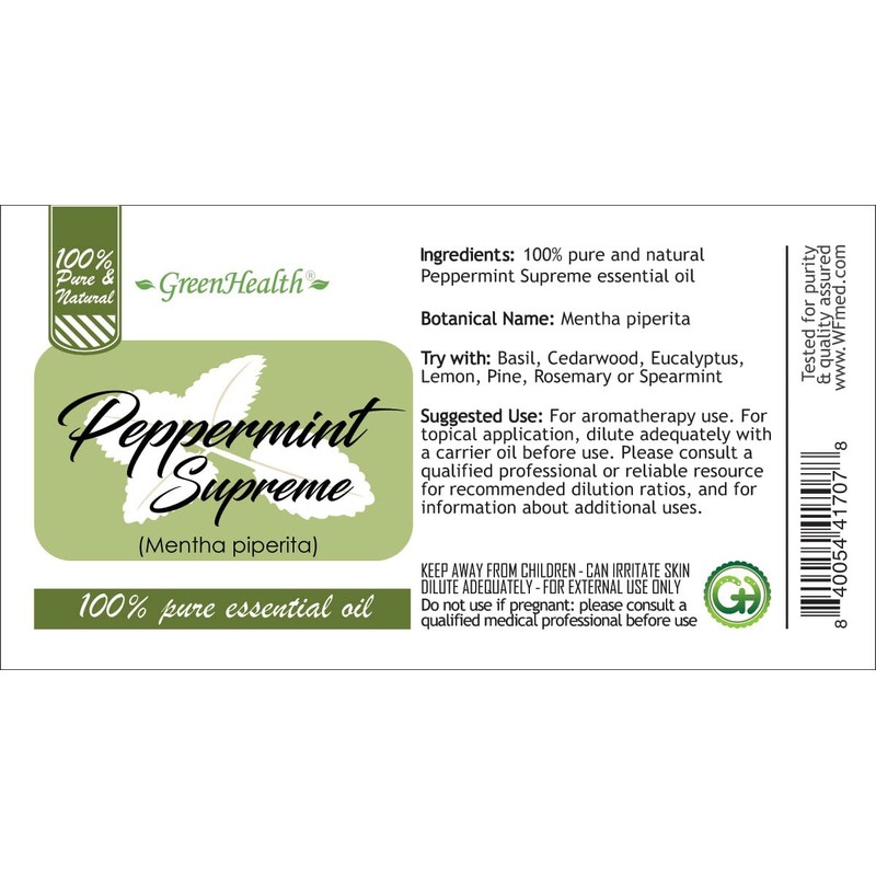 GreenHealth Peppermint Supreme Essential Oil – 5 ml – 100%