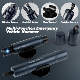 KENPOJO 2 in 1 Seat Belt Cutter Emergency Hammer, 2 Pieces Safety Hammer with Belt Cutter, Emergency Hammer with Test Glass for Practice, Emergency Hammer Car with Seat Belt Cutter for Car and Buses