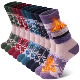 SIMIYA Merino Wool Socks for Women 5 Pairs Extra Thick Winter Warm Thermal Hiking Cozy Soft Ladies Sock for Cold Weather