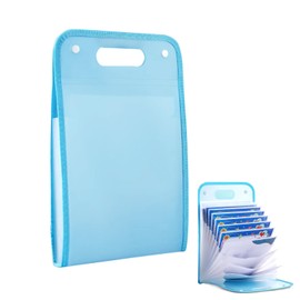 yowodana Vertical Document Holder (Blue) 12 Compartments, 13 Pockets, Expanding File Folder, File Case, A4 Size, Document Organizer, Snap Type, Large Capacity, Color Labels, File Portable, Waterproof,