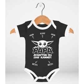MoonWorks® Baby Bodysuit with Saying Papa du schaffst das Funny Gift for Dads Organic Cotton Boys & Girls, Papa Create Black and White