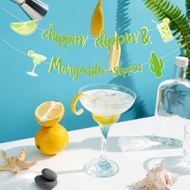 Kreatwow Margarita Bachelorette Party Decoration Chippin Dippin and Margarita Sippin Banner Mexican Fiesta Summer Decor for Cactus Bridal Shower Cinco De Mayo Hen Party
