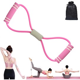 Liahelianx 8-Shaped Resistance Band with Handles-Adjustable Elastic Pull Rope for Full Body Workout,Portable Home Gym Equipment with Dual Grips for Strength Training,Yoga,Chest Expansion (Pink)